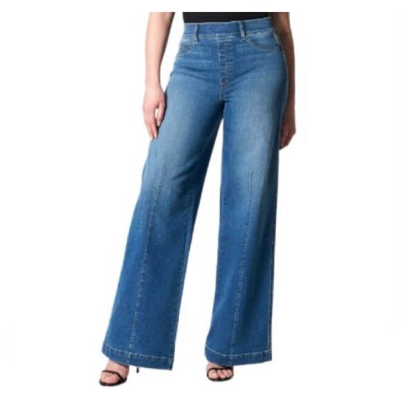 Spanx Wide Leg Jeans Women’s XL Vintage Indigo | High Rise Pull-On Denim - Picture 1 of 9
